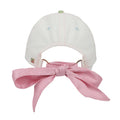 Happy Days And Funny Nights white and pink dad hat with oversized pink bow