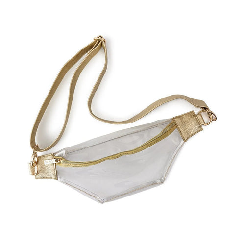 Happy Days And Funny Nights Clear Stadium Approved Belt Bag with Gold Details