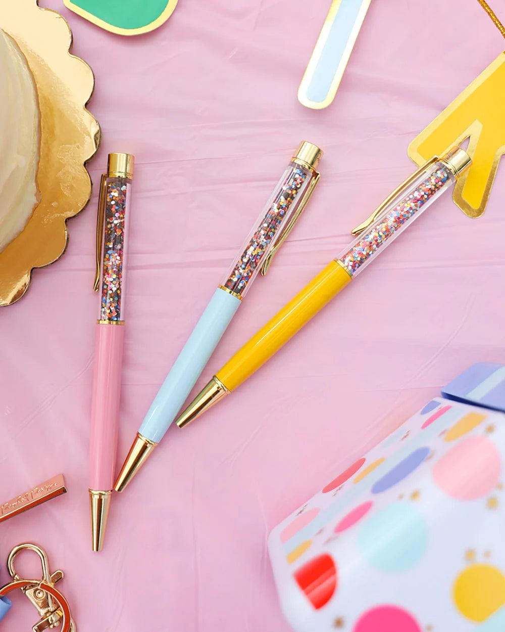 Glitter Confetti Pens - 3 Count Set for Fun Writing
