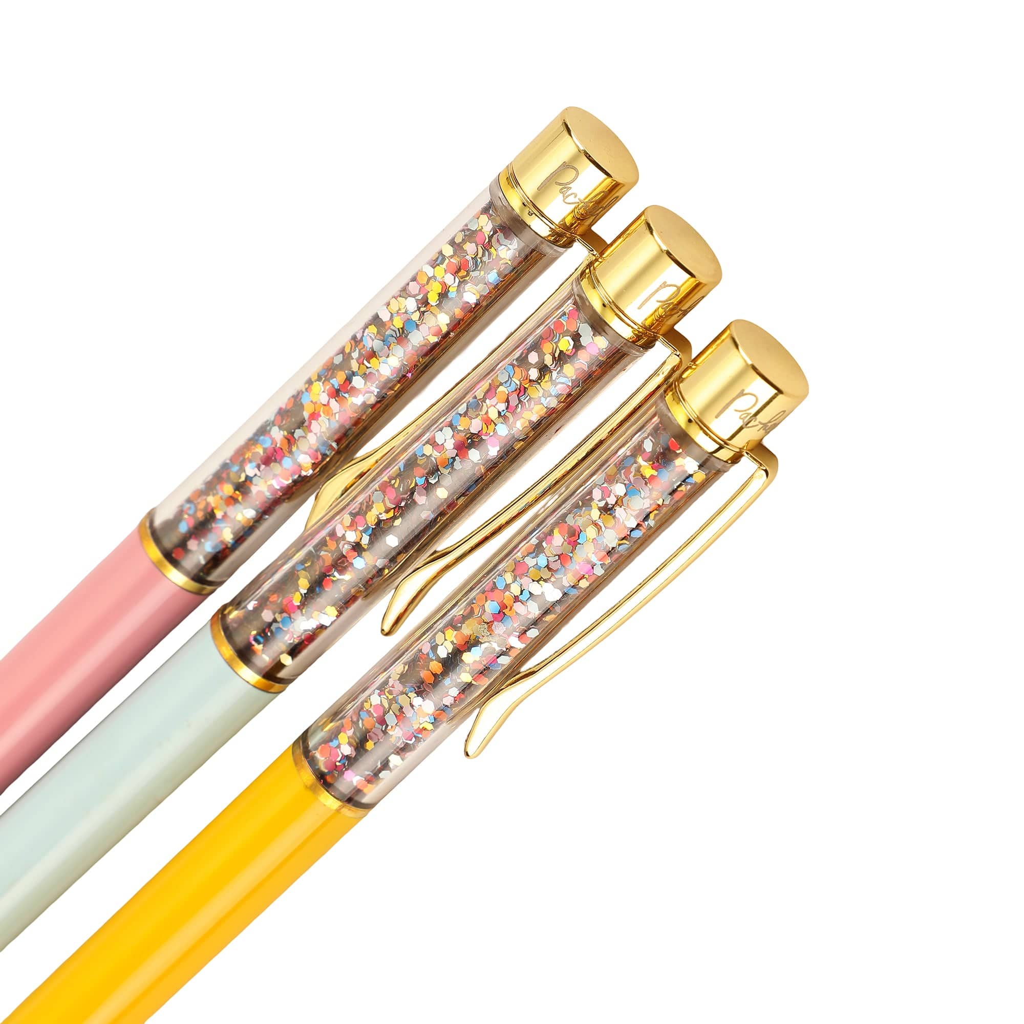 Glitter Confetti Pens - 3 Count Set for Fun Writing