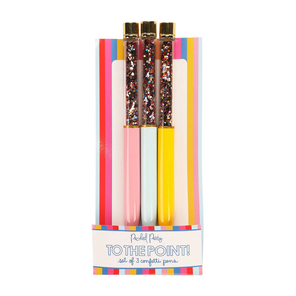Glitter Confetti Pens - 3 Count Set for Fun Writing