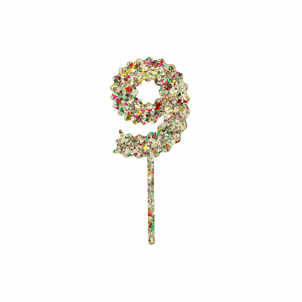 Gold Confetti Number Cake Toppers (0-9)