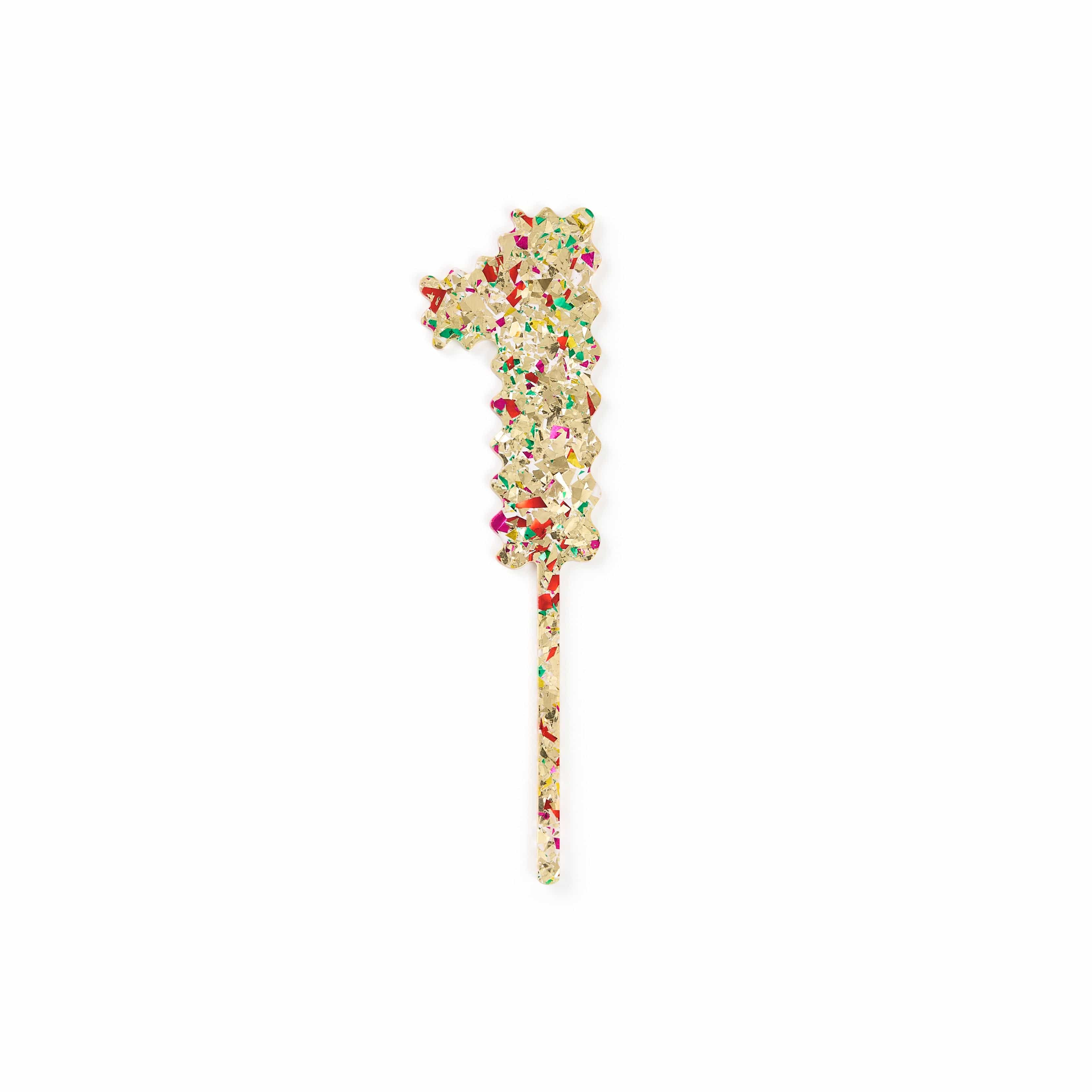 Gold Confetti Number Cake Toppers (0-9)