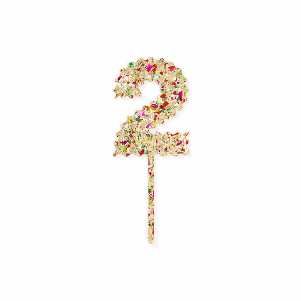 Gold Confetti Number Cake Toppers (0-9)