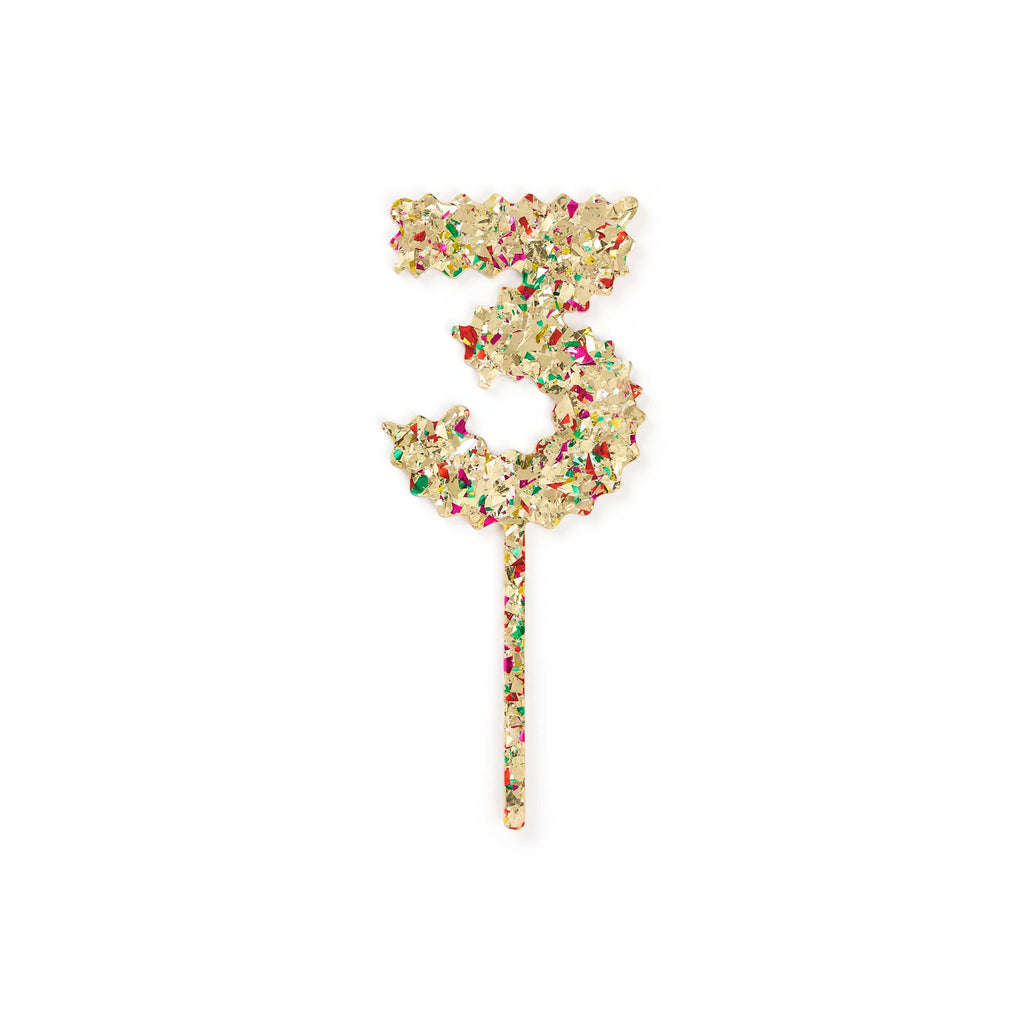 Gold Confetti Number Cake Toppers (0-9)