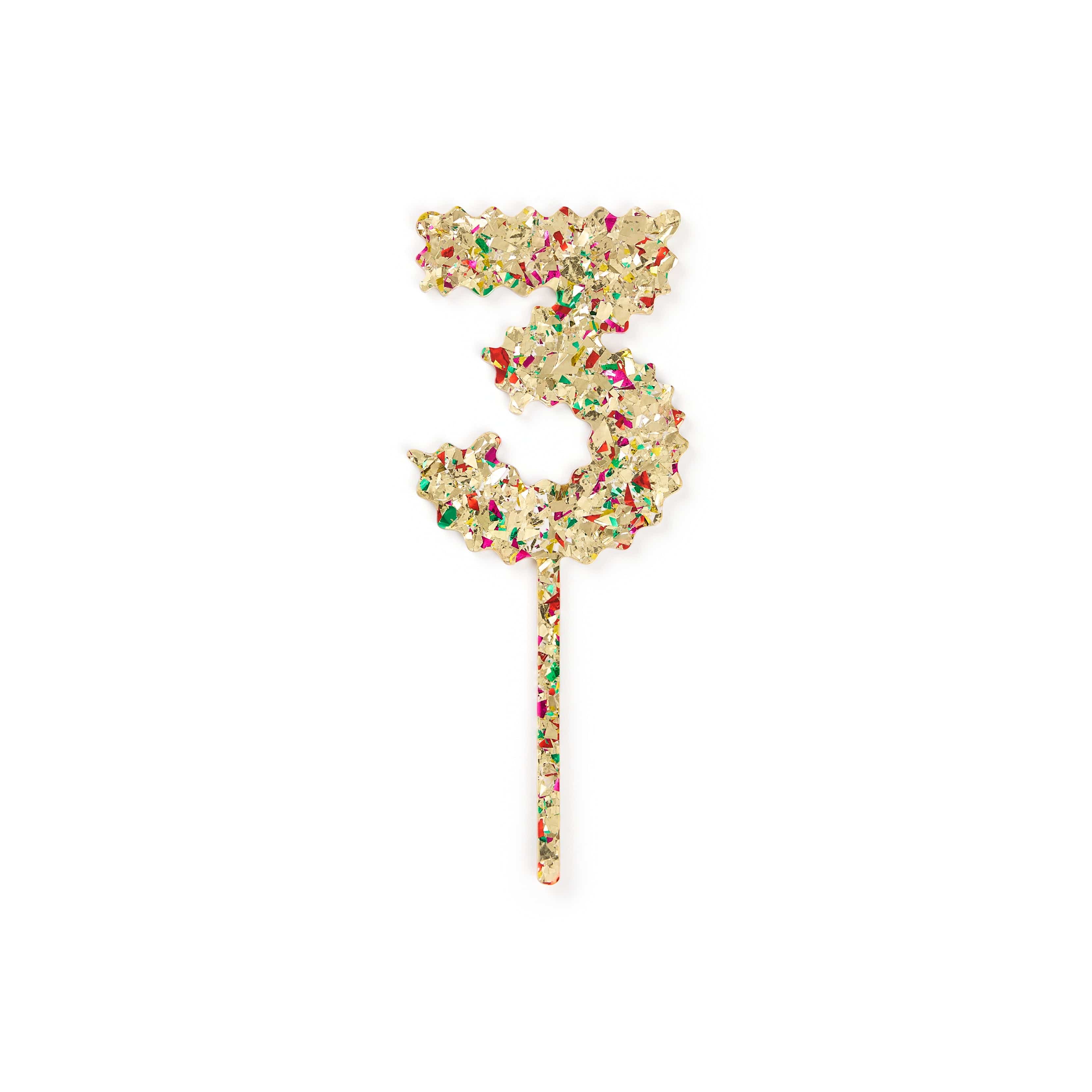 Gold Confetti Number Cake Toppers (0-9)
