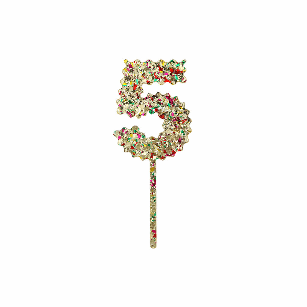 Gold Confetti Number Cake Toppers (0-9)