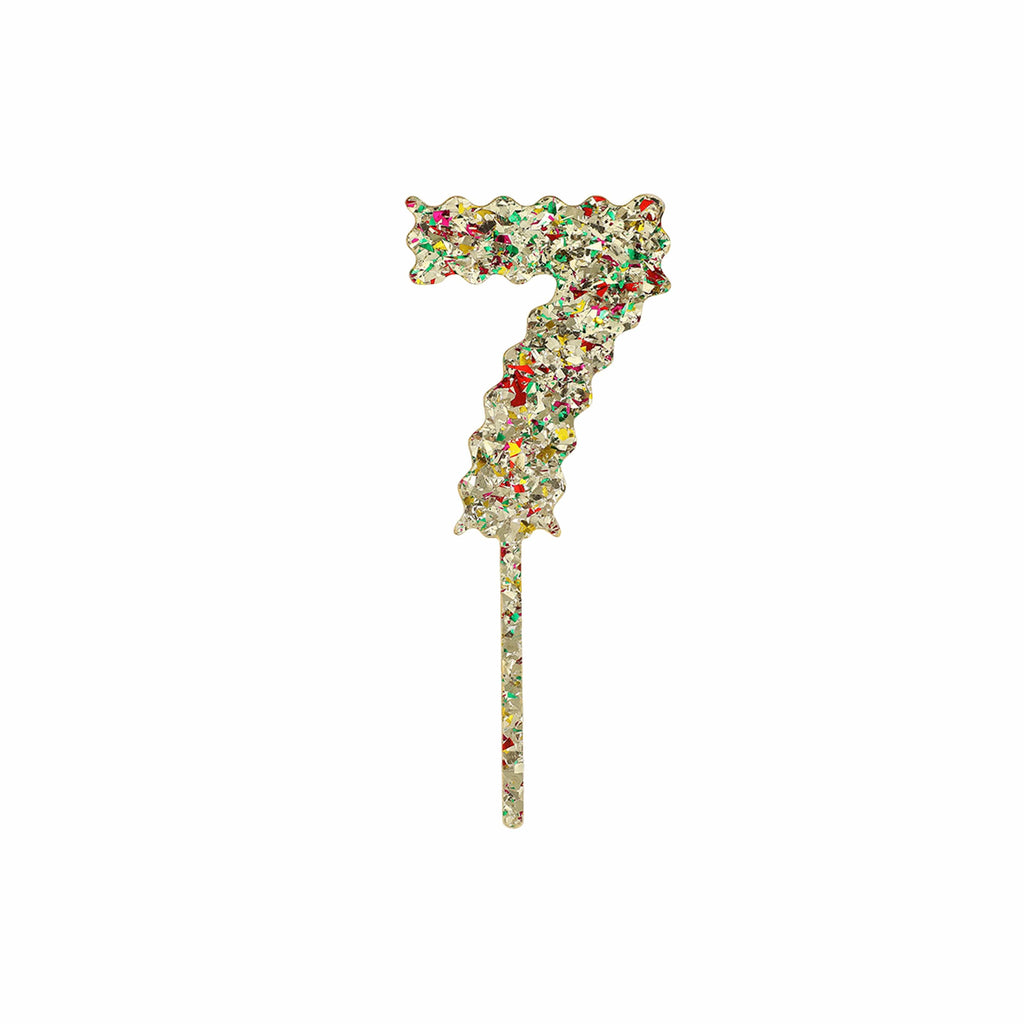 Gold Confetti Number Cake Toppers (0-9)