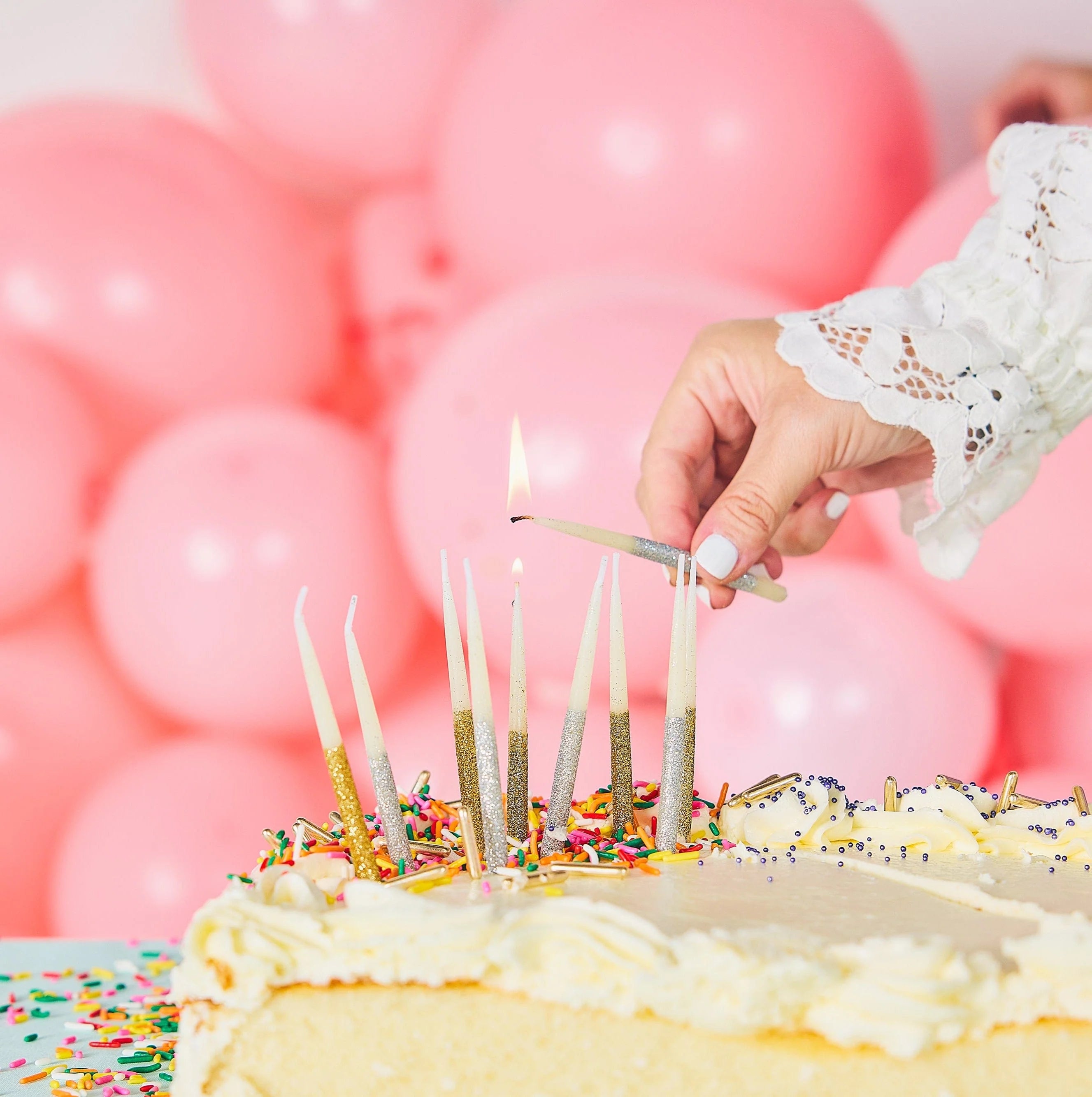 Metallic Glitter Birthday Candles - Set of 10
