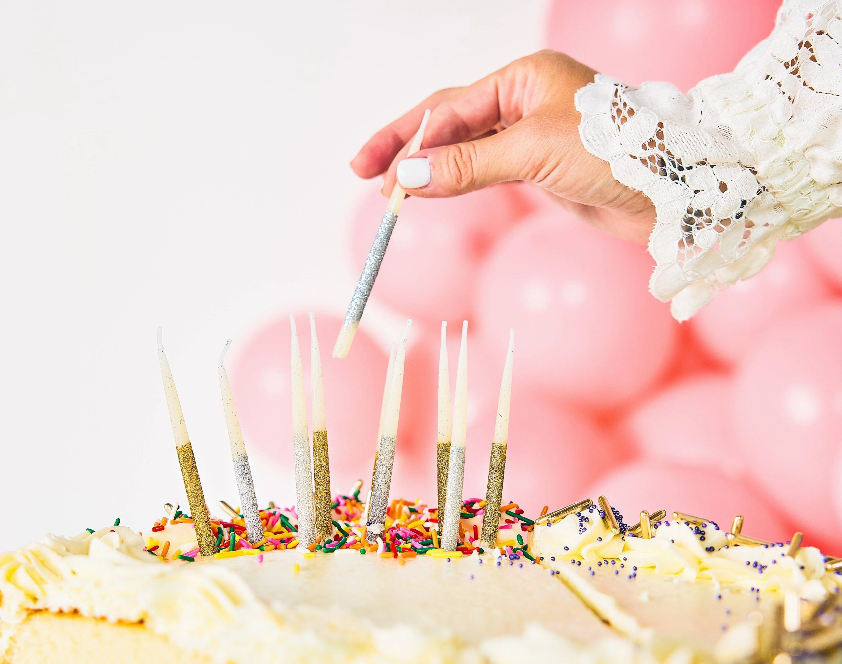Metallic Glitter Birthday Candles - Set of 10