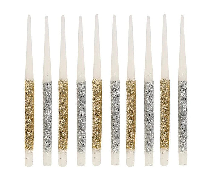 Metallic Glitter Birthday Candles - Set of 10