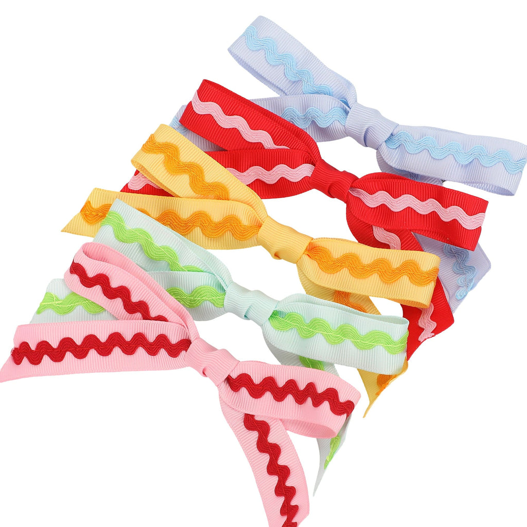 Happy Days And Funny Nights Multicolor Ric Rac Clip-On Bow Set - 5 count