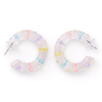 Happy Days And Funny Nights Pastel Confetti Hoop Earrings in acrylic with multicolored gems