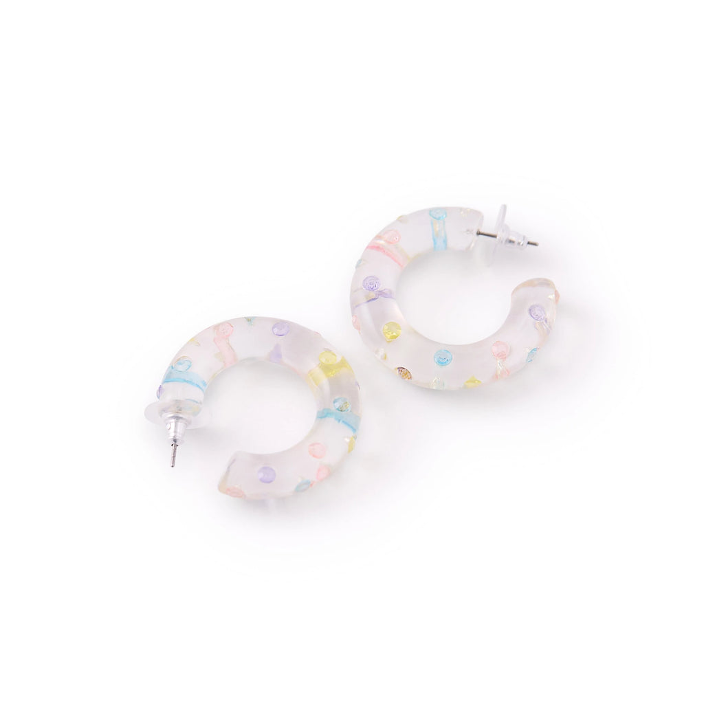 Pastel Confetti Hoop Earrings – Playful Acrylic Earrings