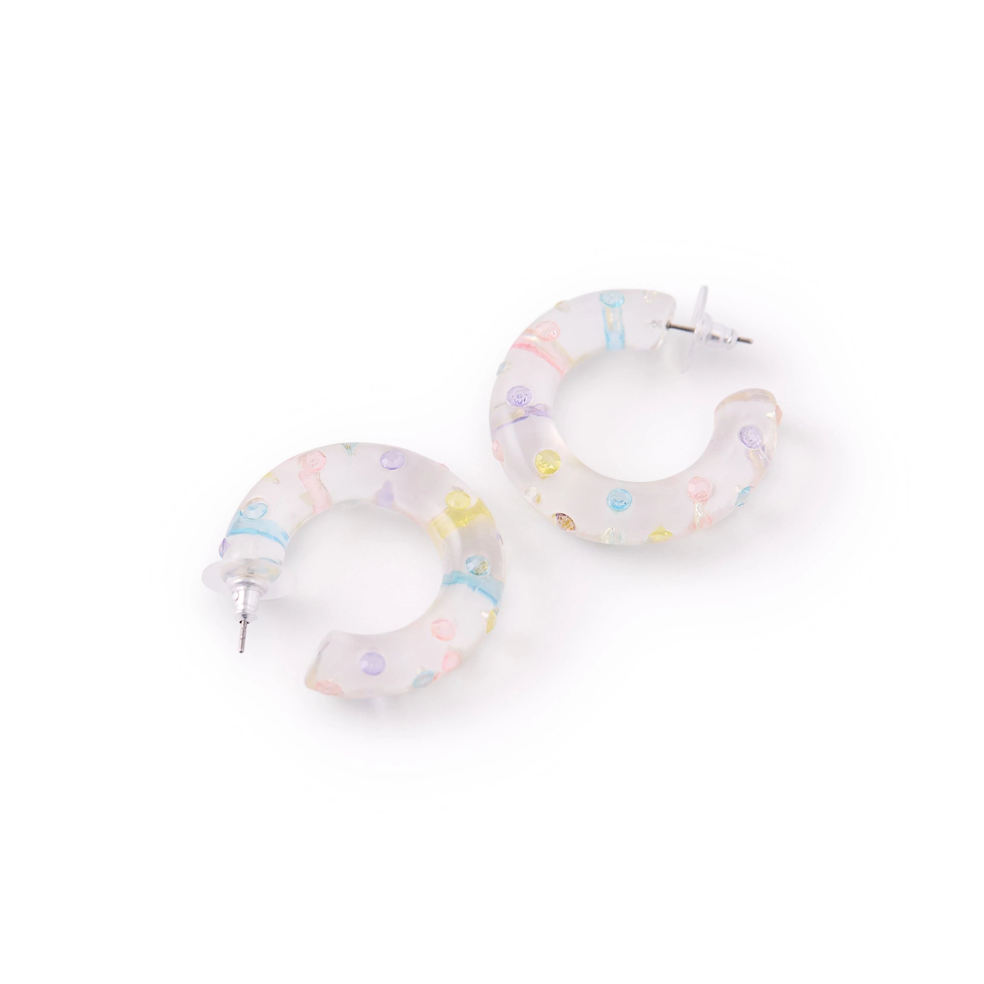 Pastel Confetti Hoop Earrings – Playful Acrylic Earrings