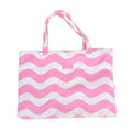 Happy Days And Funny Nights Pink Scallops 2-in-1 Tote Towel Bag on beach